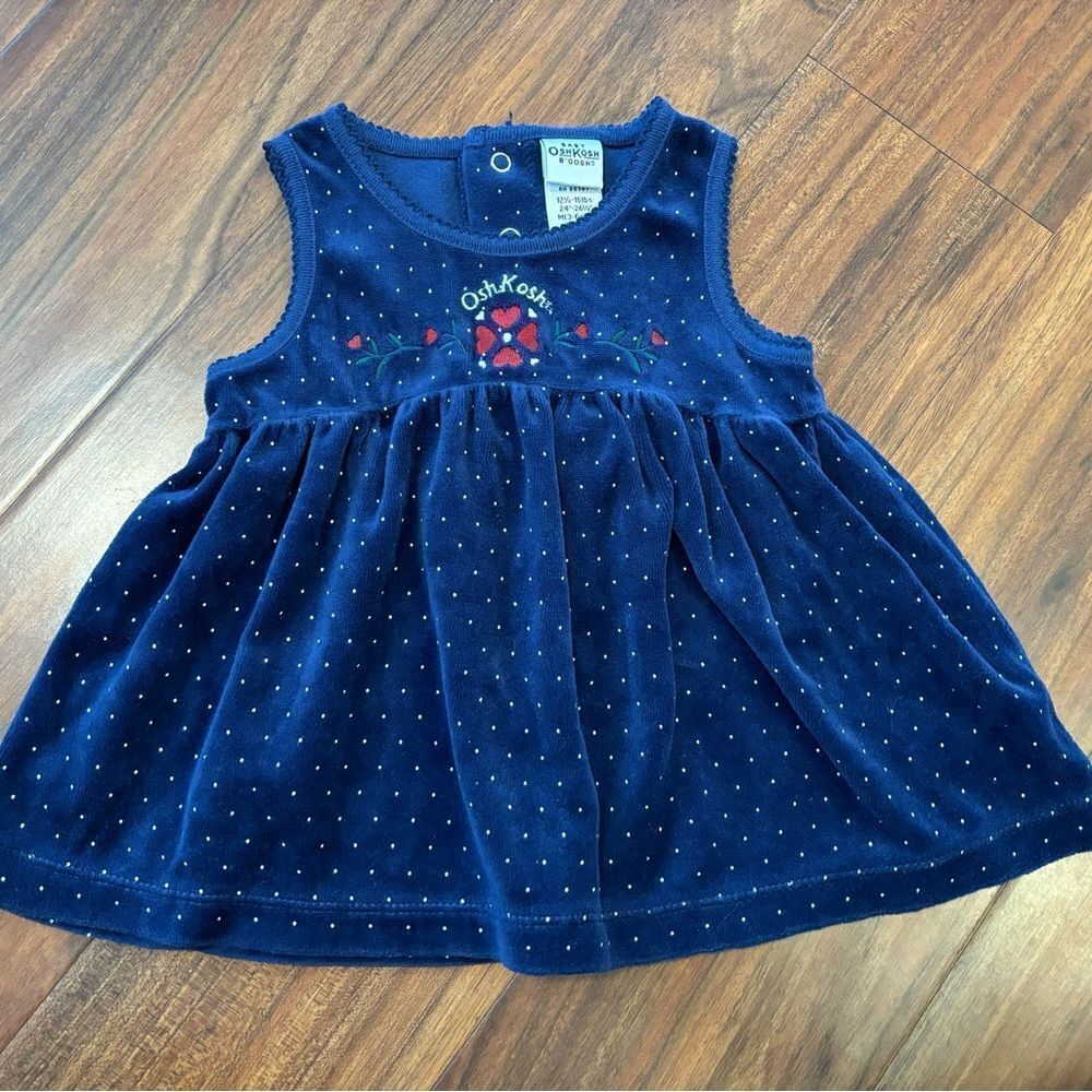 Osh Kosh B’Gosh Baby vintage velour polka dot sleeveless dress